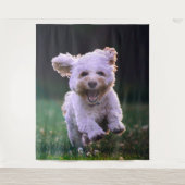 Witte ren Poodle Aardige Hond Wandkleed (Voorkant)