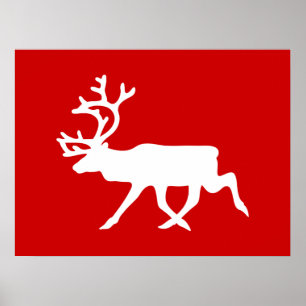 Witte rendier / Caribou Silhouet Poster