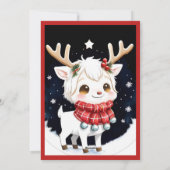 Witte rendier in Chibi-stijl Feestdagenkaart (Achterkant)