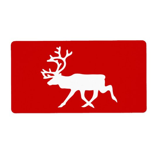 Witte rendier silhouet etiket (Voorkant)