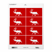 Witte rendier silhouet etiket (Full Sheet)
