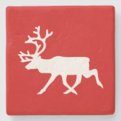 Witte rendier silhouet stenen onderzetter (Voorkant)