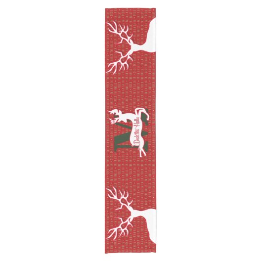 Witte Rendieren Deck de Hallen Monogram Korte Tafelloper (Voorkant)