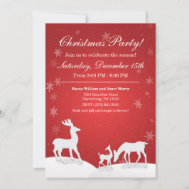 Witte Rendieren en Sneeuwvlokken Vakantie Uitnodig Kaart