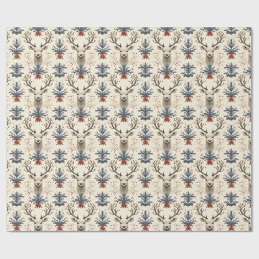 Witte rendieren en warme beige cadeaupapier (Vlak)