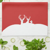 Witte rendierfamilie Deer Snow Kerstmis Theedoek (Gevouwen)