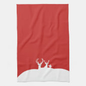 Witte rendierfamilie Deer Snow Kerstmis Theedoek (Verticaal)