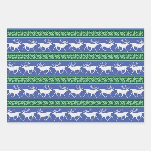 Witte rendierkleurige kerstset inpakpapier vel (Voorkant 2)