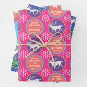 Witte rendierkleurige kerstset inpakpapier vel (In situ)