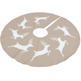 Witte rendiersilhouettes op beige kerstboom rok