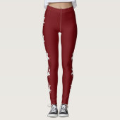 Witte rendiersilhouettes op rood leggings (Voorkant)