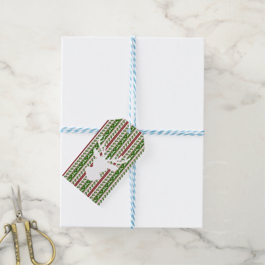 Witte rendiervis cadeaulabel (Met Touw)