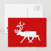 Witte rendiervis / Cariou Silhouette Briefkaart (Voorkant / Achterkant)