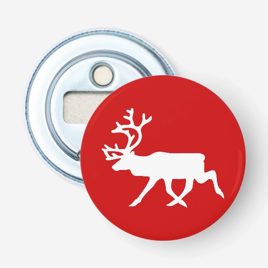 Witte rendiervis / Cariou Silhouette Button Flesopener (Voorkant)