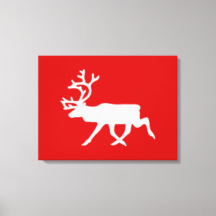 Witte rendiervis / Cariou Silhouette Canvas Afdruk