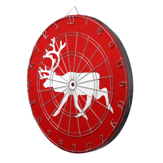 Witte rendiervis / Cariou Silhouette Dartbord (Voorkant Rechts)