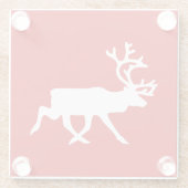 Witte rendiervis / Cariou Silhouette Glazen Onderzetter (Achterkant)