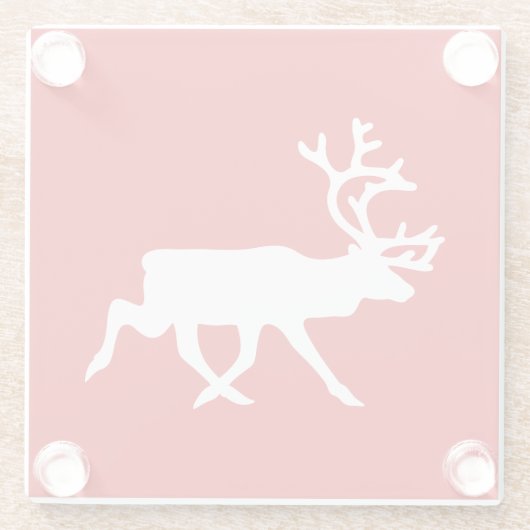 Witte rendiervis / Cariou Silhouette Glazen Onderzetter (Achterkant)