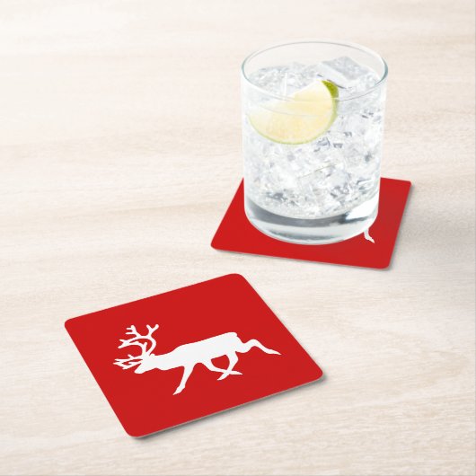 Witte rendiervis / Cariou Silhouette Kartonnen Onderzetters (Insitu)