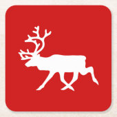 Witte rendiervis / Cariou Silhouette Kartonnen Onderzetters (Voorkant)