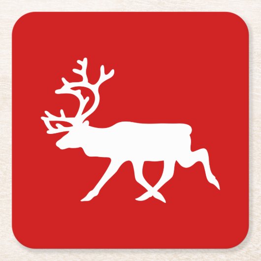 Witte rendiervis / Cariou Silhouette Kartonnen Onderzetters (Voorkant)