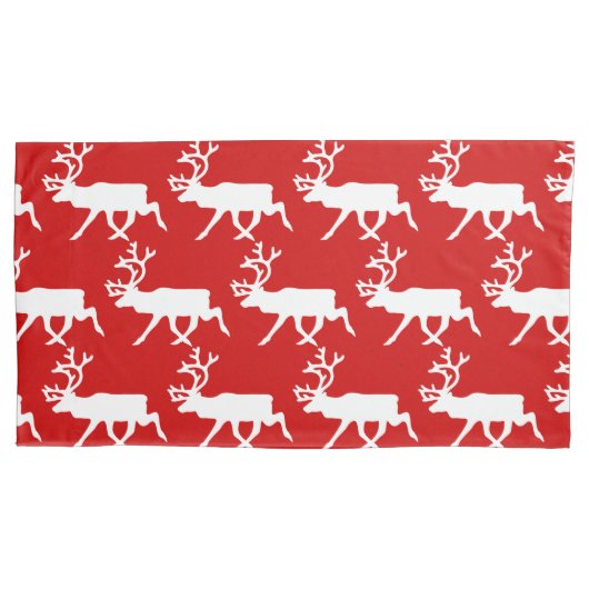 Witte rendiervis / Cariou Silhouette Kussensloop (Voorkant-Links)