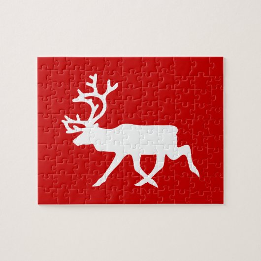 Witte rendiervis / Cariou Silhouette Legpuzzel (Horizontaal)