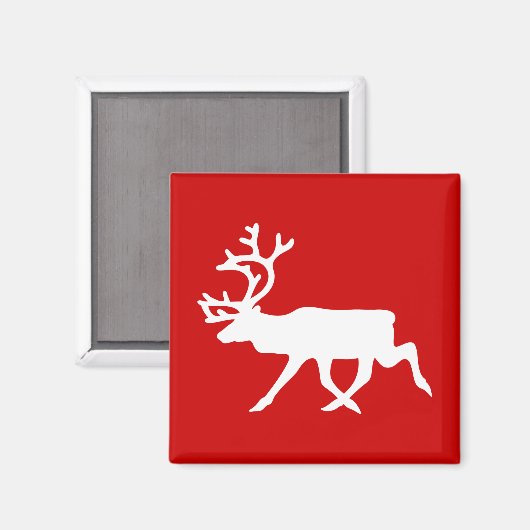 Witte rendiervis / Cariou Silhouette Magneet (Voorkant / Achterkant)