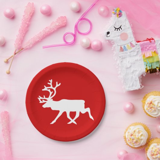 Witte rendiervis / Cariou Silhouette Papieren Bordje (Feest)