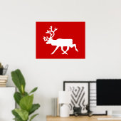Witte rendiervis / Cariou Silhouette Poster (Thuiskantoor)