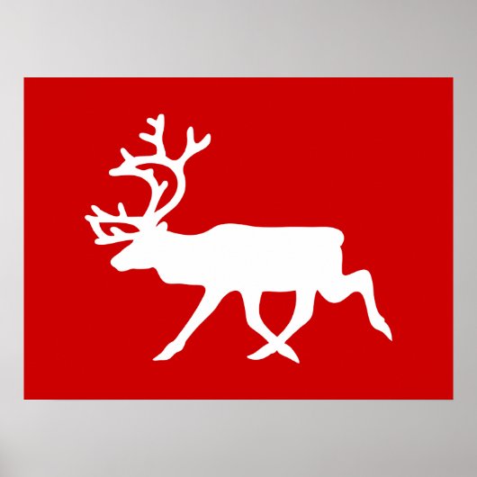 Witte rendiervis / Cariou Silhouette Poster (Voorkant)