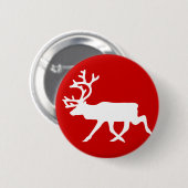 Witte rendiervis / Cariou Silhouette Ronde Button 5,7 Cm (Voorkant /achterkant)
