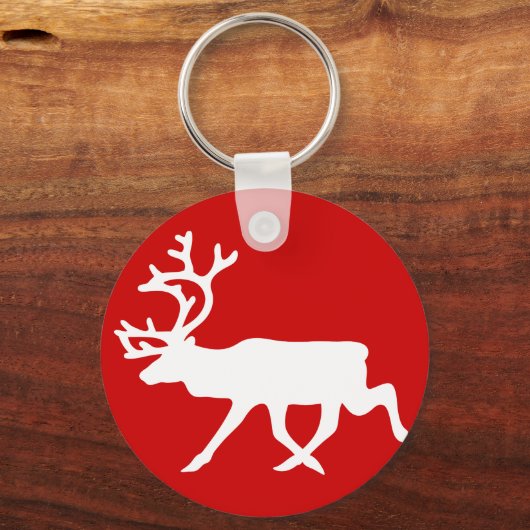 Witte rendiervis / Cariou Silhouette Sleutelhanger (Voorkant)