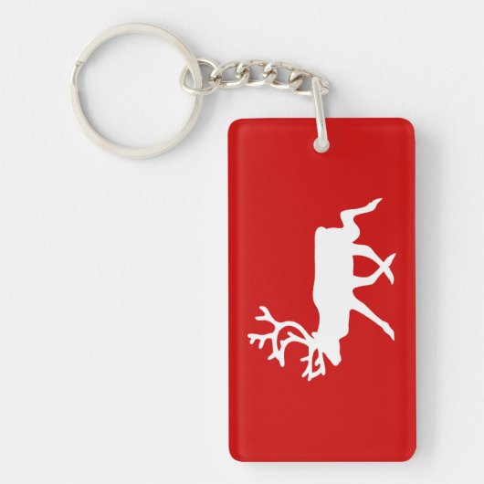 Witte rendiervis / Cariou Silhouette Sleutelhanger (Voorkant)
