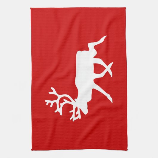 Witte rendiervis / Cariou Silhouette Theedoek (Verticaal)