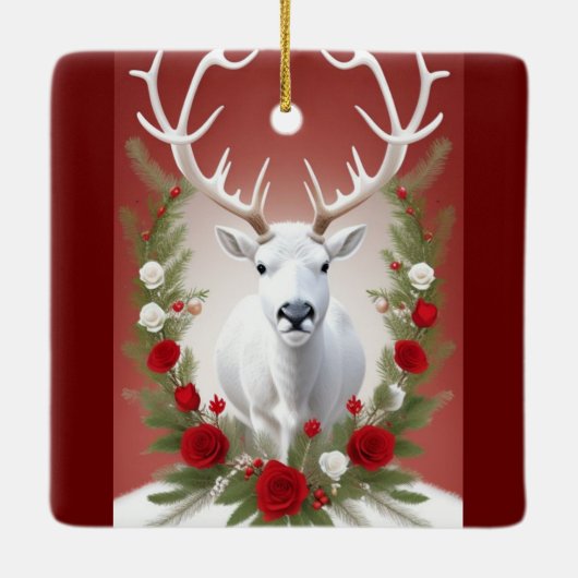 Witte rendiervis keramisch ornament (Achterkant)