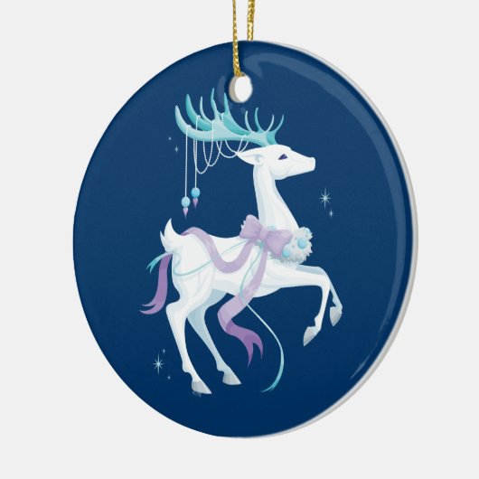 Witte rendiervis keramisch ornament (Links)