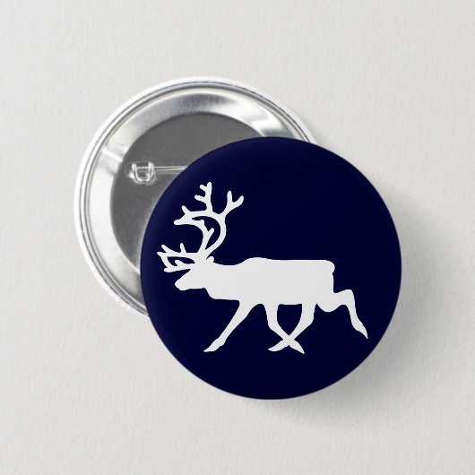 Witte rendiervis ronde button 5,7 cm (Voorkant /achterkant)