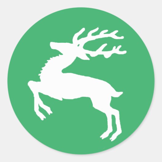Witte rendiervis ronde sticker (Voorkant)