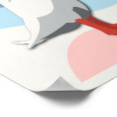 Witte renendeend roze & blauwe golven kinderkamer poster (Hoek)