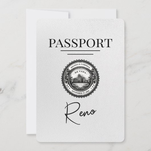 Witte Reno Paspoort Uitnodiging voor de bruiloft (Achterkant)