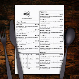 Witte restauranttafel menukaarten plat menu