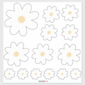 Witte Retro Daisy Sticker (Vel)