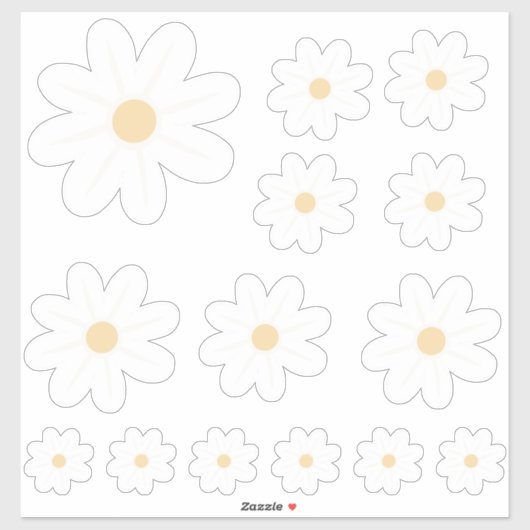 Witte Retro Daisy Sticker (Vel)