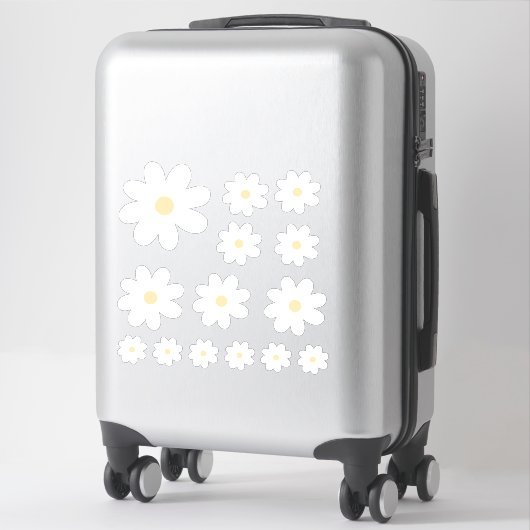 Witte Retro Daisy Sticker (Koffer)