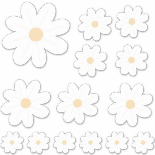 Witte Retro Daisy Sticker (Voorkant)
