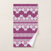 Witte Retro Kant vlinders Bourgondië Bad Handdoek (Handdoek)