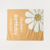 Witte Retro Moderne Madeliefjes Bloem Aangepaste V Wandkleed (Voorkant (horizontaal))