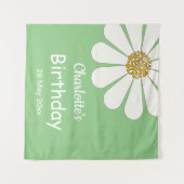 Witte Retro Moderne Madeliefjes Bloem Aangepaste V Wandkleed (Voorkant (horizontaal))