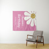 Witte Retro Moderne Madeliefjes Bloem Aangepaste V Wandkleed (In Situ (horizontaal))